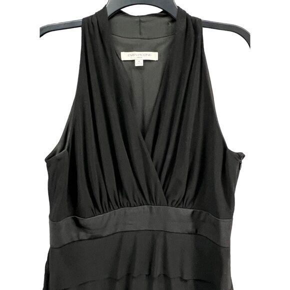 Evan Picone Dress 10 Black Sleeveless Halter Tiered Ruffle Cocktail Classic HOCO - Picture 2 of 12